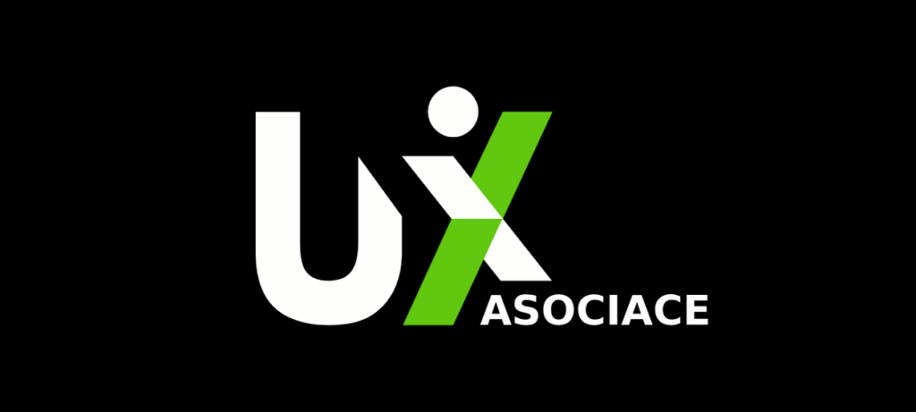 logo webu pro asociaci UX na černém pozadí