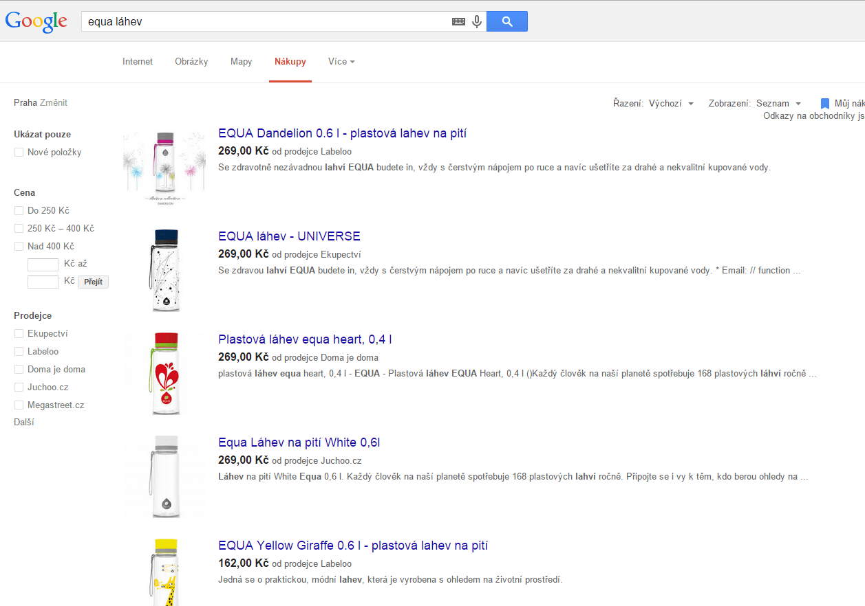 Srovnávače Zboží.cz a&nbsp;Nákupy Google