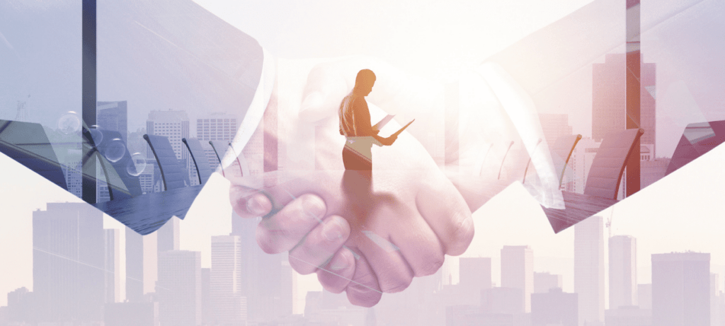 Detailní záběh na podání si rukou