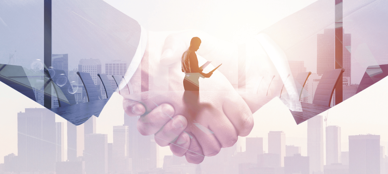 Detailní záběh na podání si rukou