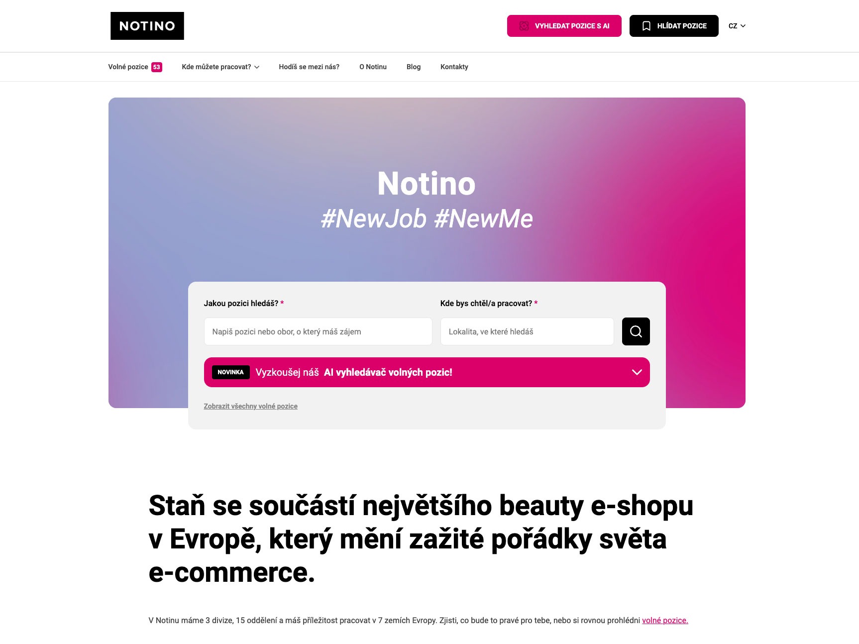 Notino – kariérní web s&nbsp;AI funkcemi